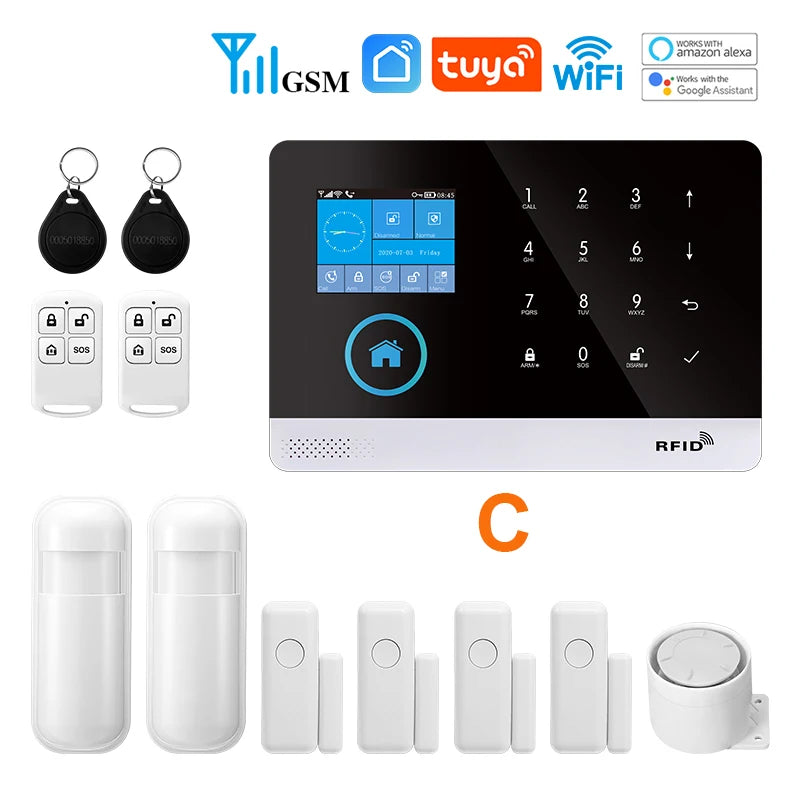 Zagreb O-Système d'alarme sans fil pour la sécurité à domicile, alarme antivol, Tuya Smart App, fonctionne avec Alexa, WiFi, 433MHz, 101