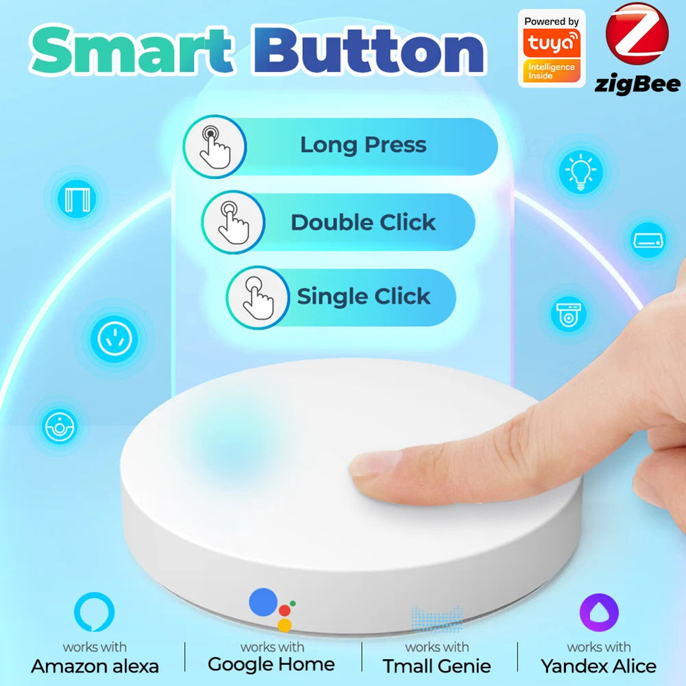 Bouton Tuya Zigbee, scène intelligente sans fil, Modes multi-scènes, contrôleur de bouton poussoir, application Smart Life requise, passerelle Zigbee
