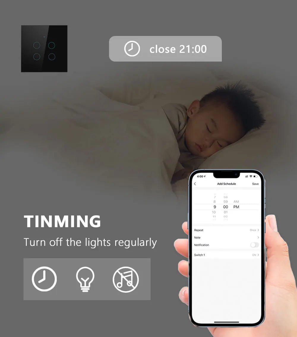 Tuya – interrupteur intelligent WiFi, fil neutre, lumière ue, aucun fil neutre requis, interrupteur tactile mural, 1/2/3/4 gangs, fonctionne avec Alexa Google Home