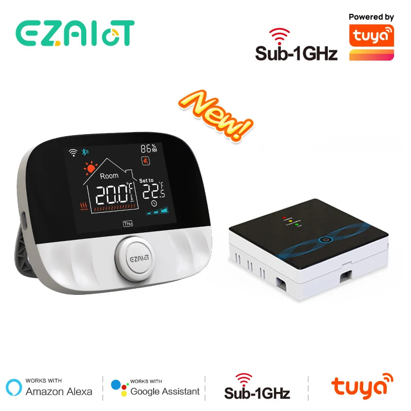 Thermostat sans fil WiFi RF433, pour chauffage au sol, eau, chaudière à gaz, pièce de maison, contrôleur de température Programmable intelligent Tuya