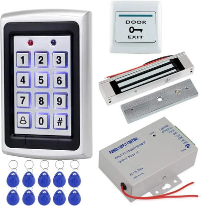 Kit complet de système de contrôle d'accès de porte, lecteur de clavier RFID 125KHz, boîtier métallique, serrure électromagnétique 180KG, alimentation électrique DC12V 3A