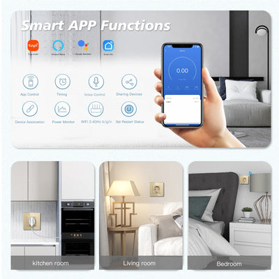 BSEED-Prise Murale Wifi EU Standard 86x86mm, Moniteur d'Alimentation Intelligent, Fonctionne avec Google Alexa