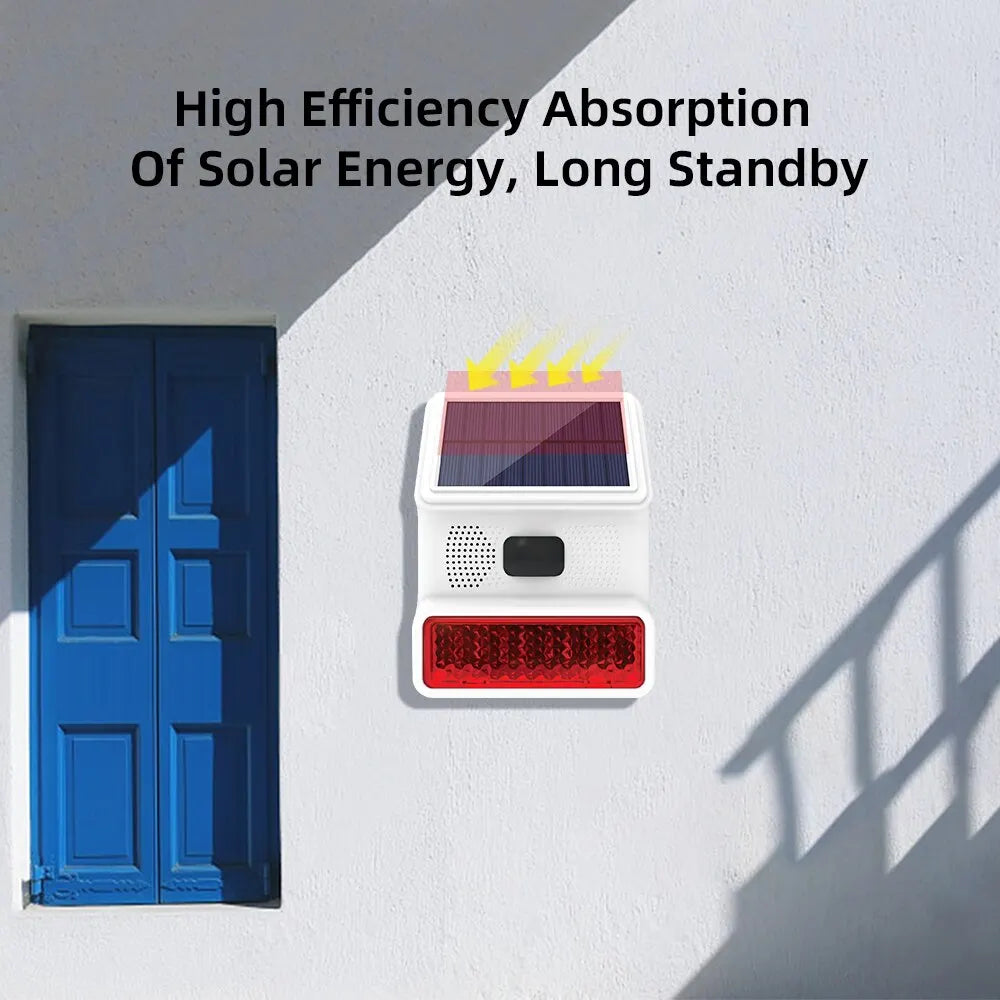 Smarsecur-Sirène Solaire Extérieure Étanche avec Lumière Clignotante LED, Système d'Alarme pour Abri de Garage Domestique, 433MHz