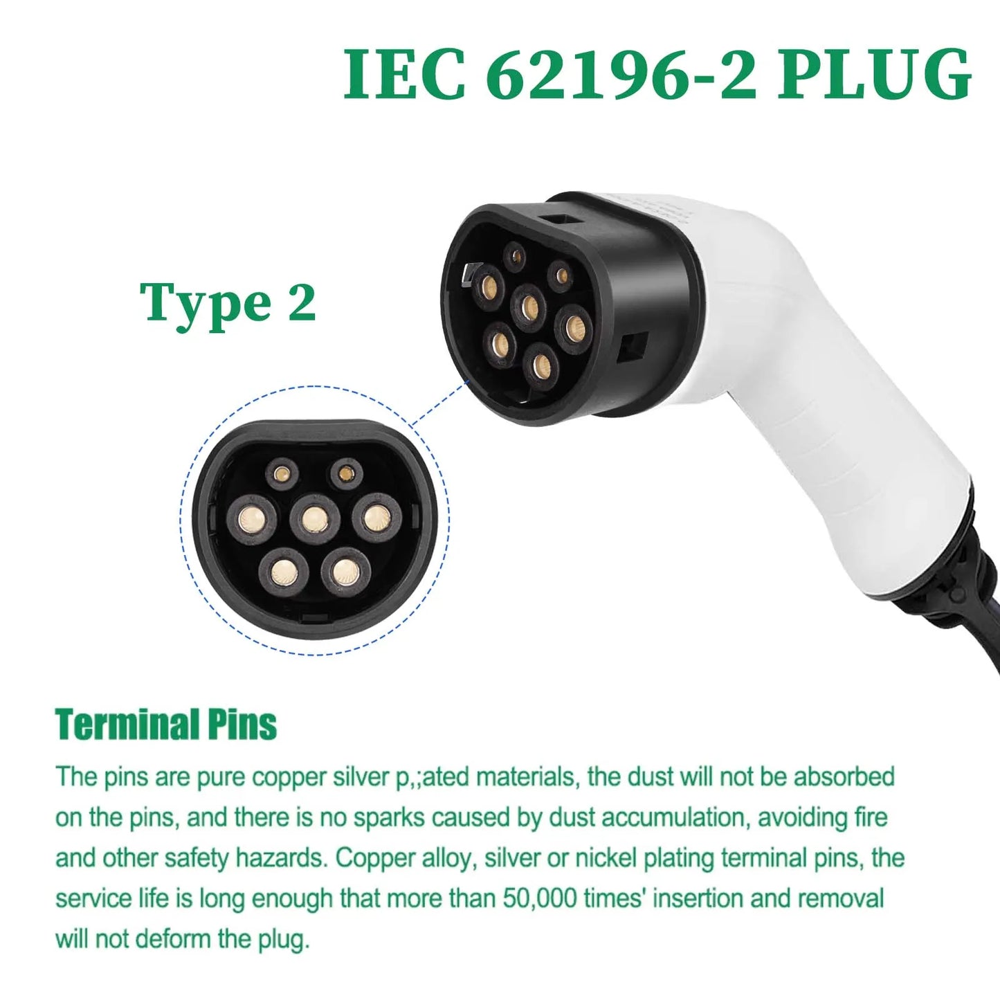 Câble de chargement EV Teschev 32A 7KW Type 2 vers Type 2 11kW 16A Mode 3 phases 3 câble EV IEC 62196-2 pour EV et PHEV dans la station publique
