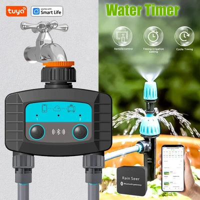 Minuterie d'arrosage intelligente, minuterie d'eau bidirectionnelle, WiFi, Bluetooth, d'argile de jardin, électrovanne intelligente, télécommande de téléphone sans fil