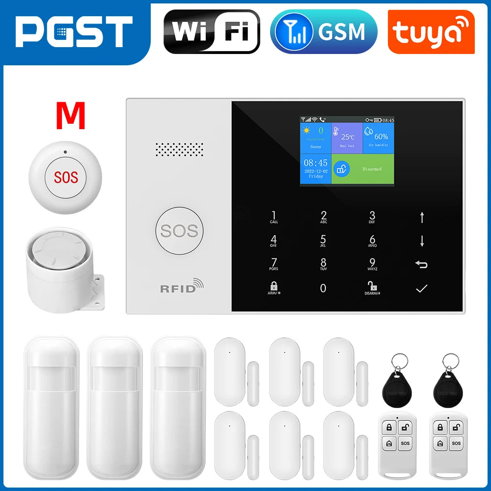 PGST résidentiel Tuya intelligent Gsm Wifi système d'alarme pour la maison sans fil alarme de sécurité maison vie intelligente App contrôle travail avec ALexa