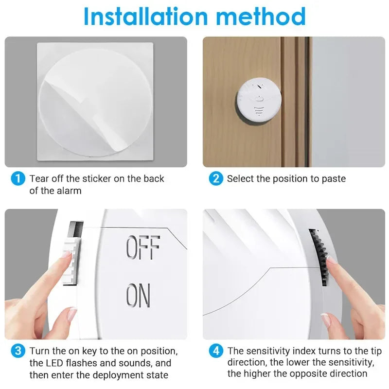 Tuya – capteur de vibrations WiFi intelligent, alarme, détecteur de vibrations pour portes et fenêtres, 130db, alerte de Protection de sécurité domestique, fonctionne avec Alexa