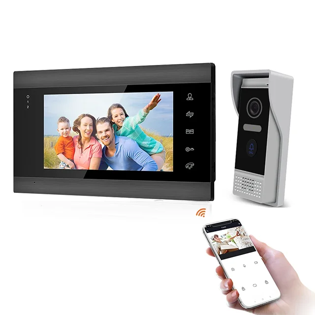 Jeatone Tuya 7 pouces WiFi interphone vidéo sans fil interphone avec caméra oculaire de détection automatique 1080P pour maison appartement extérieur
