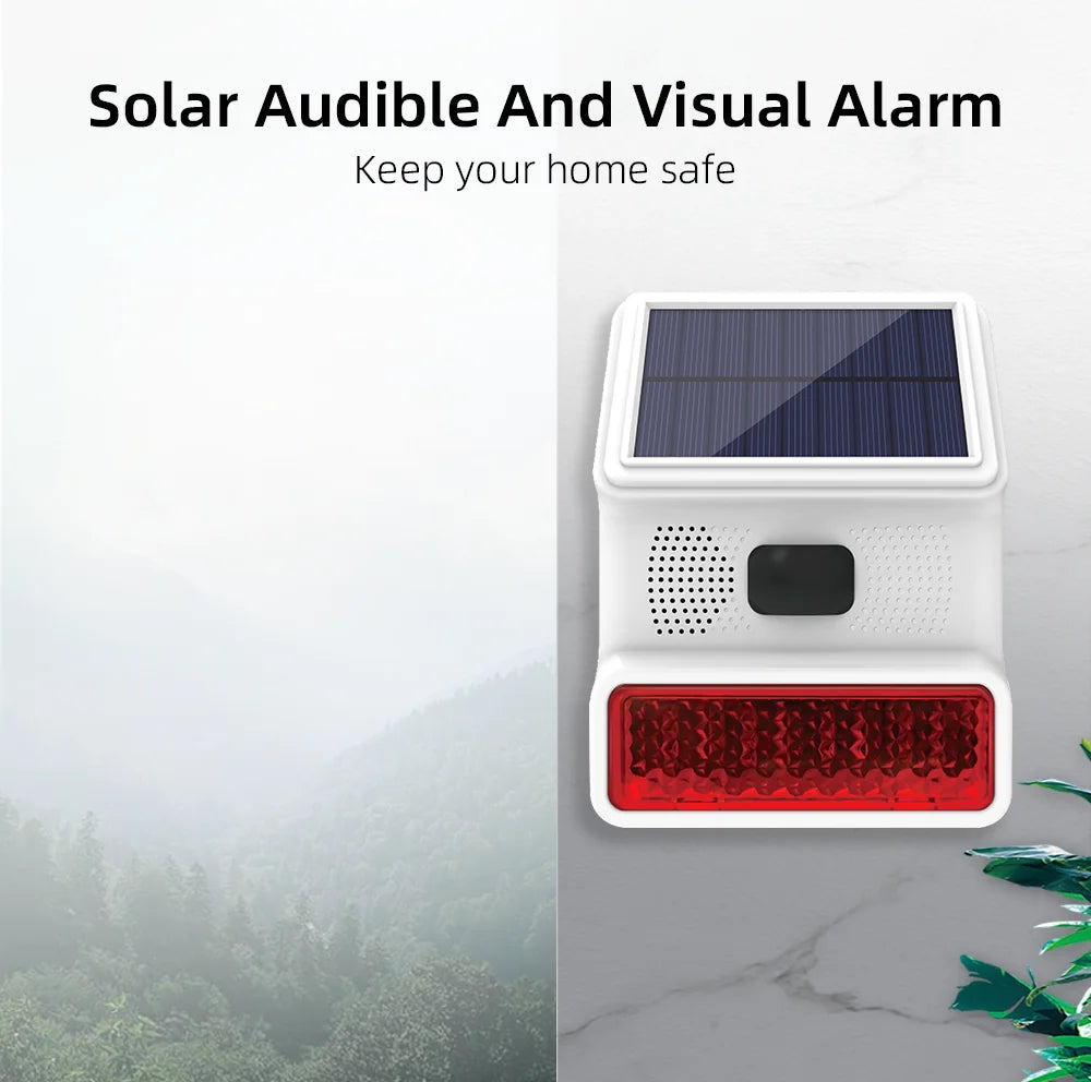 Smarsecur-Sirène Solaire Extérieure Étanche avec Lumière Clignotante LED, Système d'Alarme pour Abri de Garage Domestique, 433MHz
