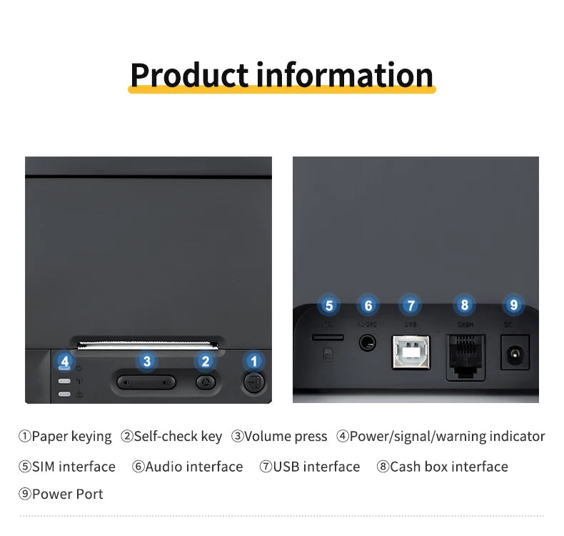 Imprimante thermique de billets de billets de 58mm de haute qualité, imprimante thermique de reçus USB/dent bleue, Mini imprimante de bureau avec coupe, 58E, offre spéciale