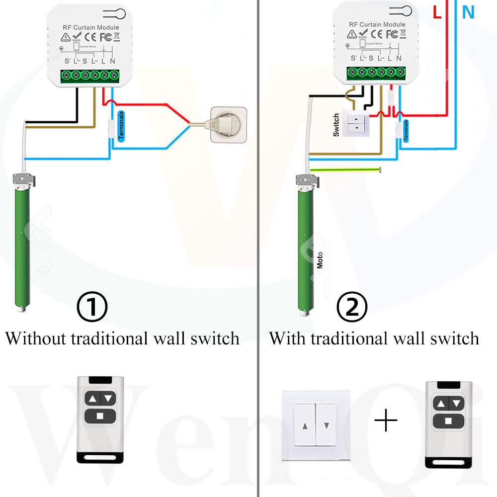Commutateur de store de rideau 433MHz 110V 220V, télécommande sans fil à 2 voies, Module de volet roulant, émetteur récepteur, pour porte moteur