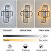 Plafonnier LED rectangulaire moderne avec télécommande, luminosité réglable, température de couleur, 44W