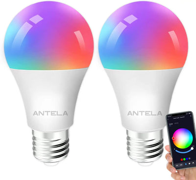 Ampoule LED E27 Bluetooth 9W 806LM, ampoule LED intelligente à intensité variable, lumière blanc chaud (2700K) blanc froid (6500K), 2 pièces