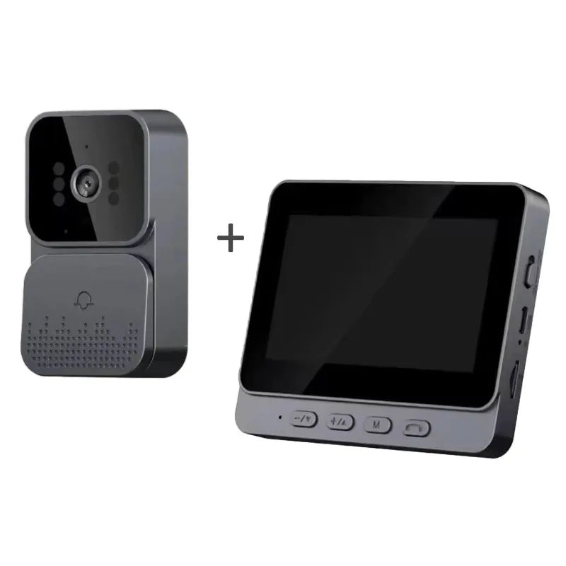 Sonnette d'interphone sans fil avec vision nocturne HD, écran IPS 4,3 pouces, caméra de sonnette visuelle étanche, sécurité domestique intelligente, vidéo par sonnette