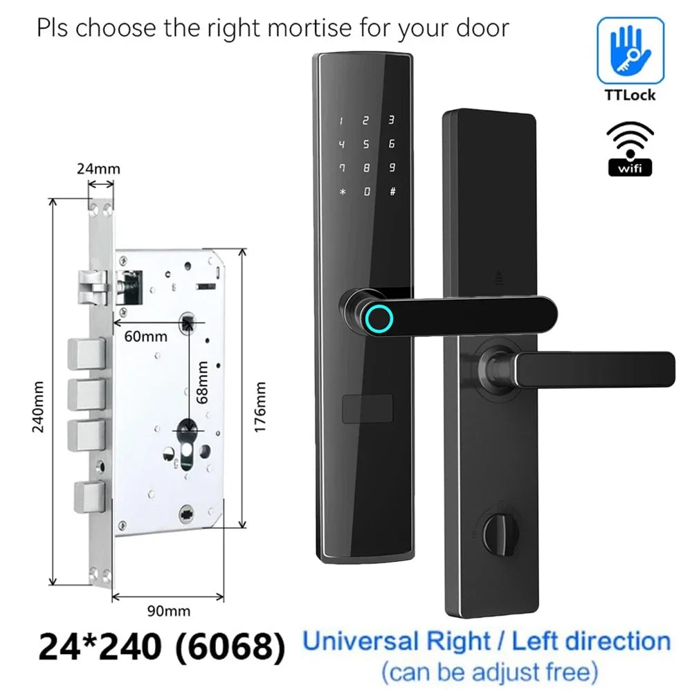TTlock App se connecte sans passerelle serrure intelligente Wifi télécommande entrée sans clé serrure de porte à empreinte digitale numérique avec clavier