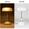 FIRVRE Blanc Lampe de Bureau en Verre pour Banquier avec Pied Blanc Lampe de Table avec Interrupteur à Chaîne à Tirer pour Burea