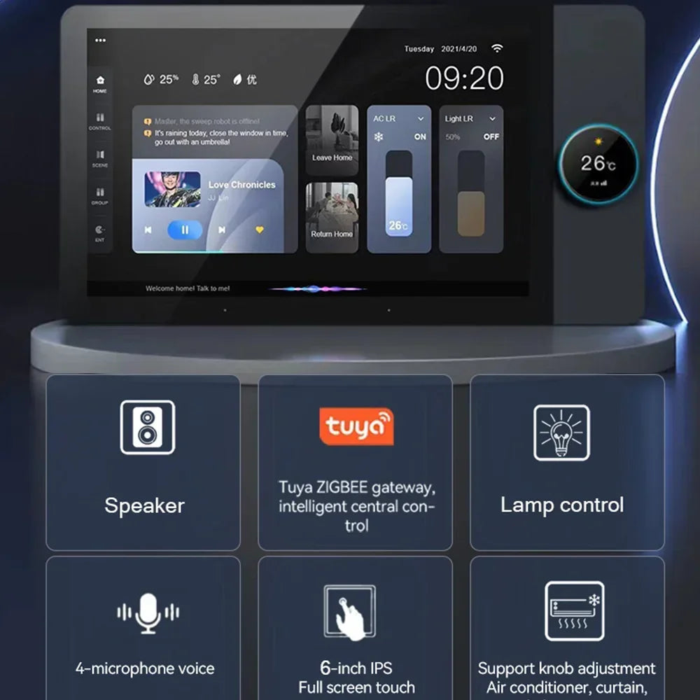 Jianshu-Panneau de contrôle Wifi Zigbee, pour maison intelligente, 6 pouces