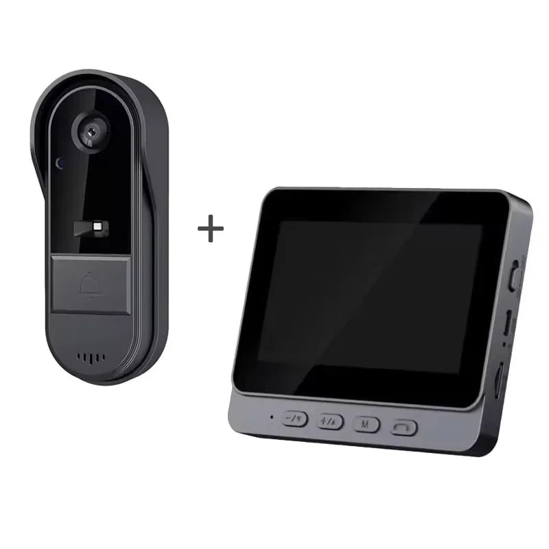 Sonnette d'interphone sans fil avec vision nocturne HD, écran IPS 4,3 pouces, caméra de sonnette visuelle étanche, sécurité domestique intelligente, vidéo par sonnette