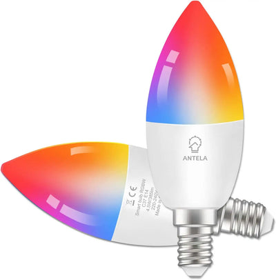 Ampoule intelligente Wi-Fi Alexa E14, 4.5W, 385Lm, 40W équivalent, RGBW blanc froid chaud, compatible avec Alexa, Google Home