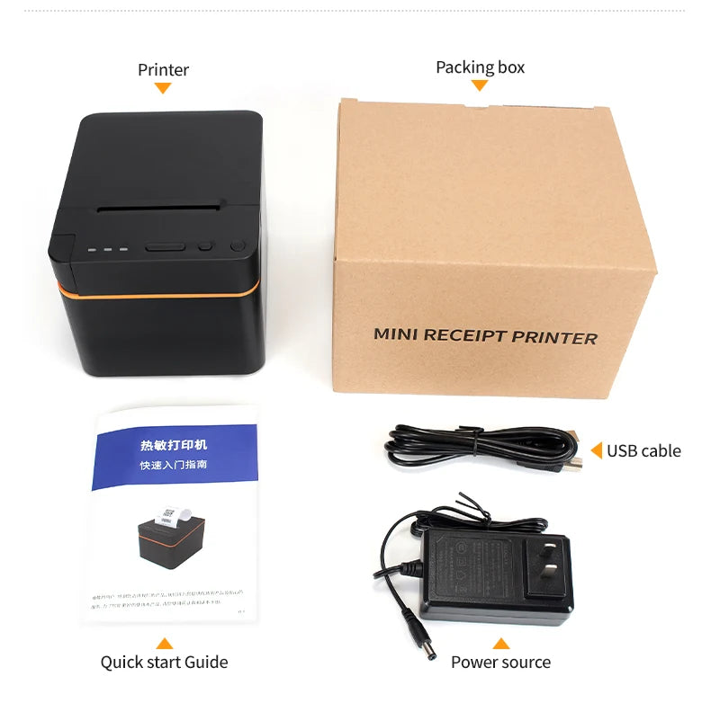 Imprimante thermique de billets de billets de 58mm de haute qualité, imprimante thermique de reçus USB/dent bleue, Mini imprimante de bureau avec coupe, 58E, offre spéciale