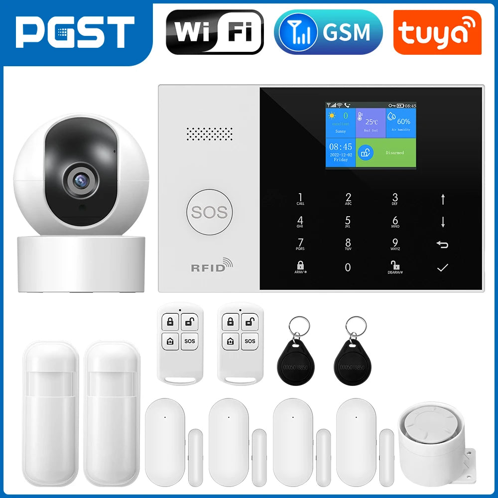 PGST résidentiel Tuya intelligent Gsm Wifi système d'alarme pour la maison sans fil alarme de sécurité maison vie intelligente App contrôle travail avec ALexa