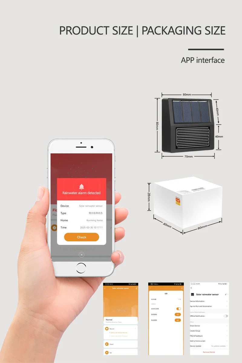 Capteur de pluie Tuya Zigbee, alertes de pluie en temps réel, intégration de maison intelligente, étanche IP65, à énergie solaire pour le jardin et l'irrigation