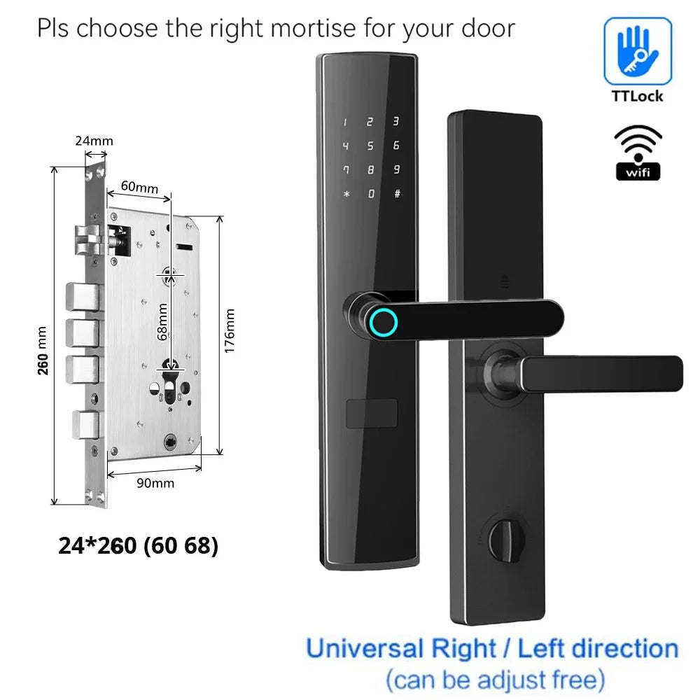 TTlock App se connecte sans passerelle serrure intelligente Wifi télécommande entrée sans clé serrure de porte à empreinte digitale numérique avec clavier