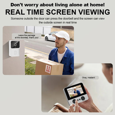Interphone vidéo sans fil, écran 4.3 pouces, sonnette visuelle, Vision nocturne IR, caméra de Surveillance visuelle, caméra de sécurité pour maison intelligente