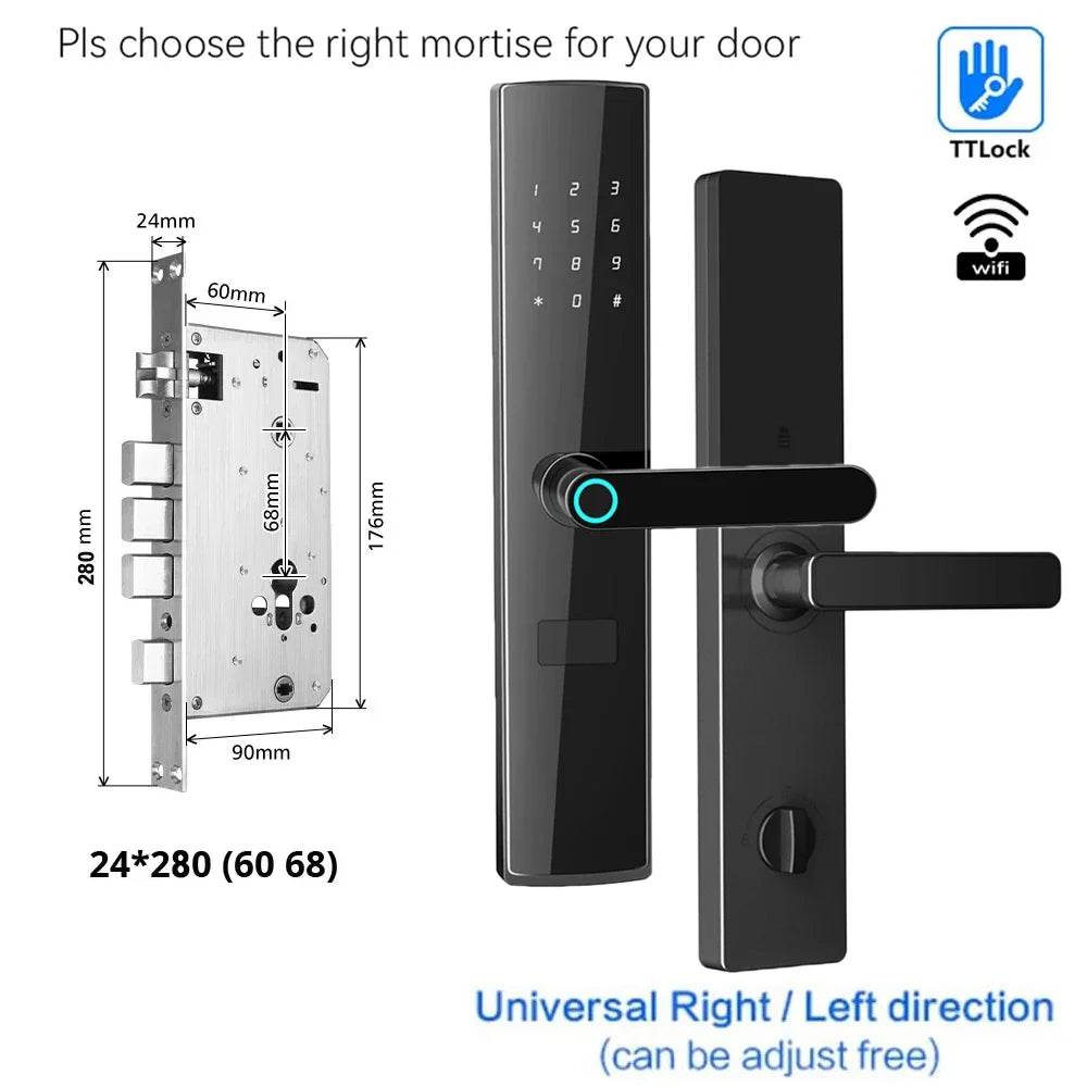 TTlock App se connecte sans passerelle serrure intelligente Wifi télécommande entrée sans clé serrure de porte à empreinte digitale numérique avec clavier