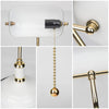 FIRVRE Blanc Lampe de Bureau en Verre pour Banquier avec Pied Blanc Lampe de Table avec Interrupteur à Chaîne à Tirer pour Burea