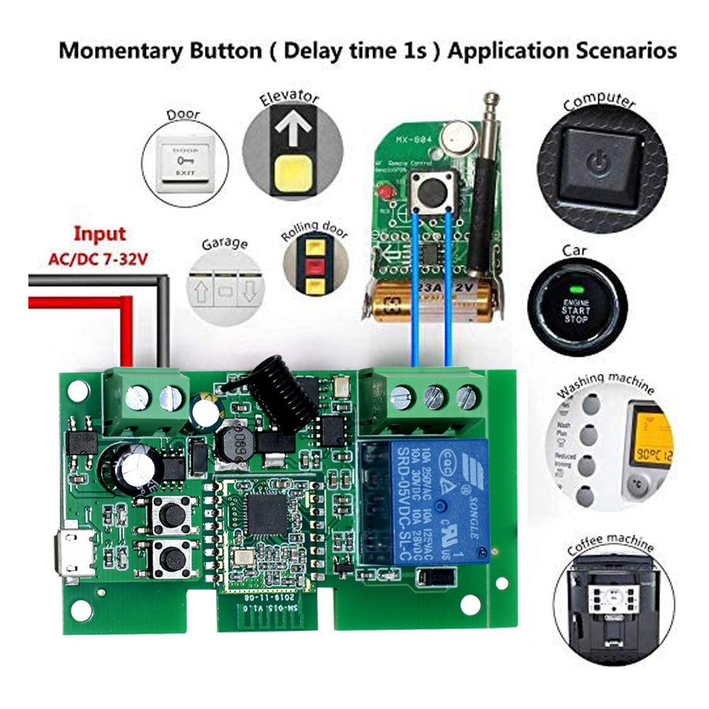 Contact sec Tuya commutateur intelligent Zigbee 1 2 4 canaux Zigbee Din Rail relais carte Module deux canaux RF 433 relais 12V 24V 230V