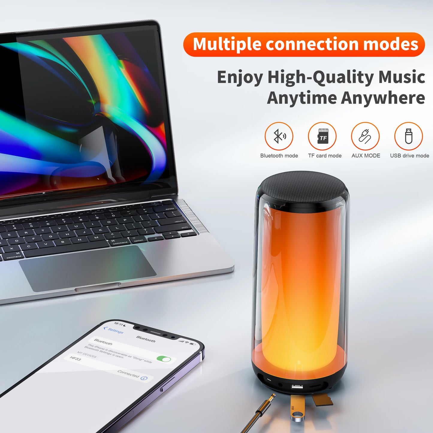 enceinte bluetooth puissantes12 types de lumières de couleur, veilleuse, escales, lampes, haut-parleur, 57mm, QSoutheast, Dolby Cinema, Soun