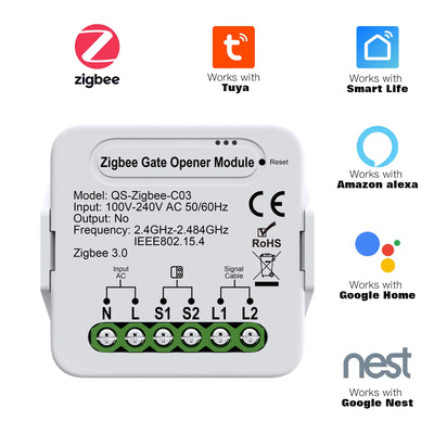 Ouvre-porte intelligent Tuya, Module de contrôleur de porte WiFi/Zigbee, Compatible avec Alexa Echo Google Home Siri
