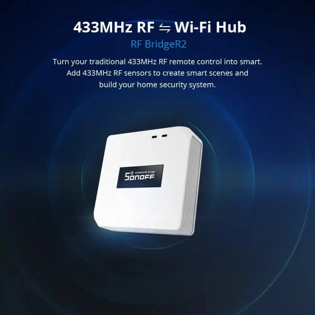 SONOFF RF Bridge R2 433MHz RF Wi-Fi passerelle sans fil scène intelligente prise en charge de la sécurité à domicile capteur DW2-RF PIR3-RF via eWeLink Alexa