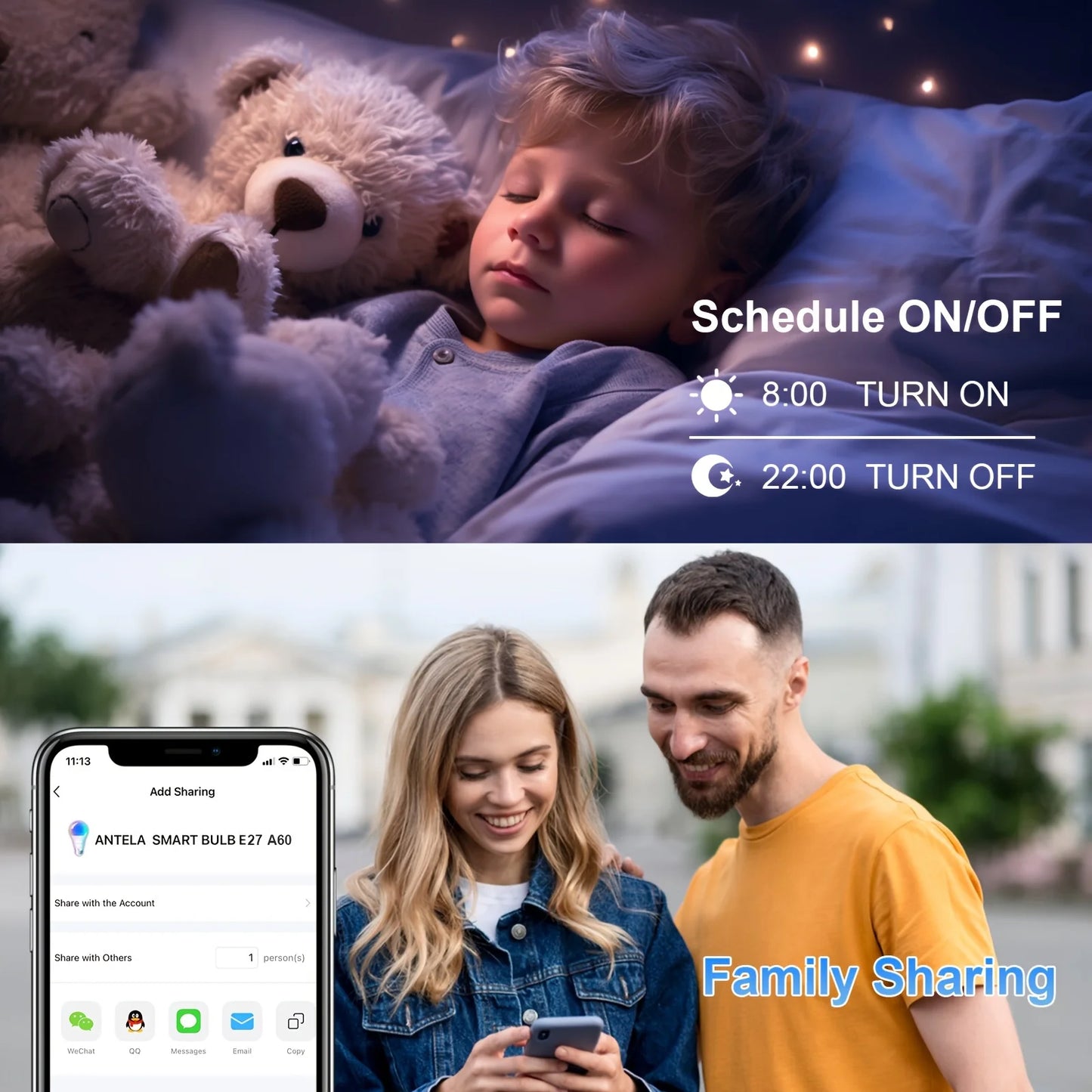 Alexa inda Wifi LED, Ampoule intelligente RVB, Sophblewith Alexa et Google Home, App lonely, 7 W, 806 LMDmmable, 2700k-6500k