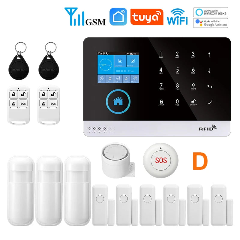 Zagreb O-Système d'alarme sans fil pour la sécurité à domicile, alarme antivol, Tuya Smart App, fonctionne avec Alexa, WiFi, 433MHz, 101