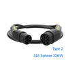 Câble de chargement de rue EV étanche pour Station Wallbox 5M 3.5KW-22KW Type 2 Type 1 Mode 3 noir