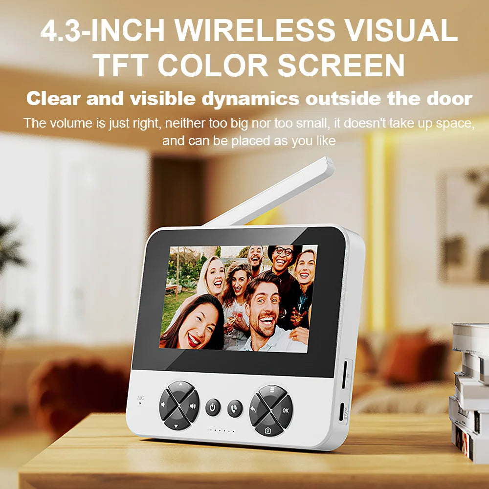 Interphone vidéo sans fil, écran 4.3 pouces, sonnette visuelle, Vision nocturne IR, caméra de Surveillance visuelle, caméra de sécurité pour maison intelligente