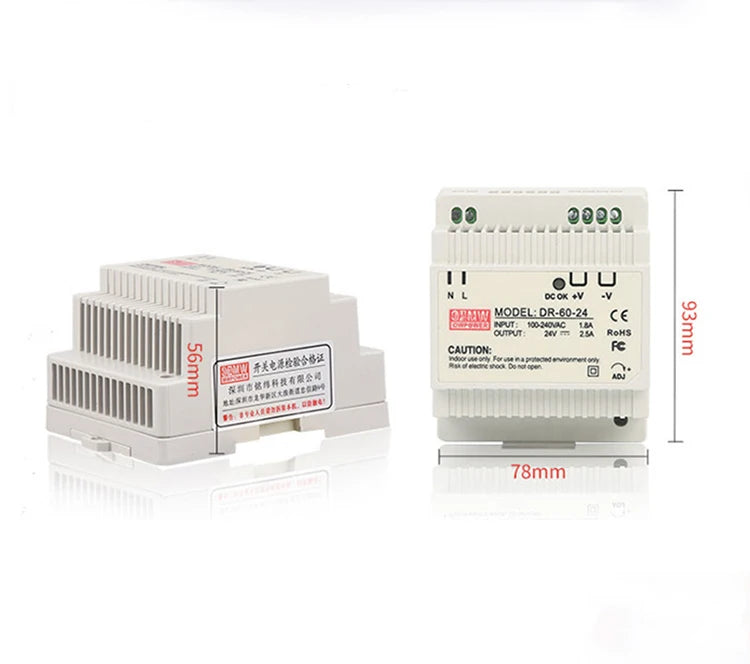 Alimentation à découpage sur rail DIN sortie DR-60W 5V 12V 15V24V 24V DC 220V à 12V transformateur 5v module boîte d'alimentation
