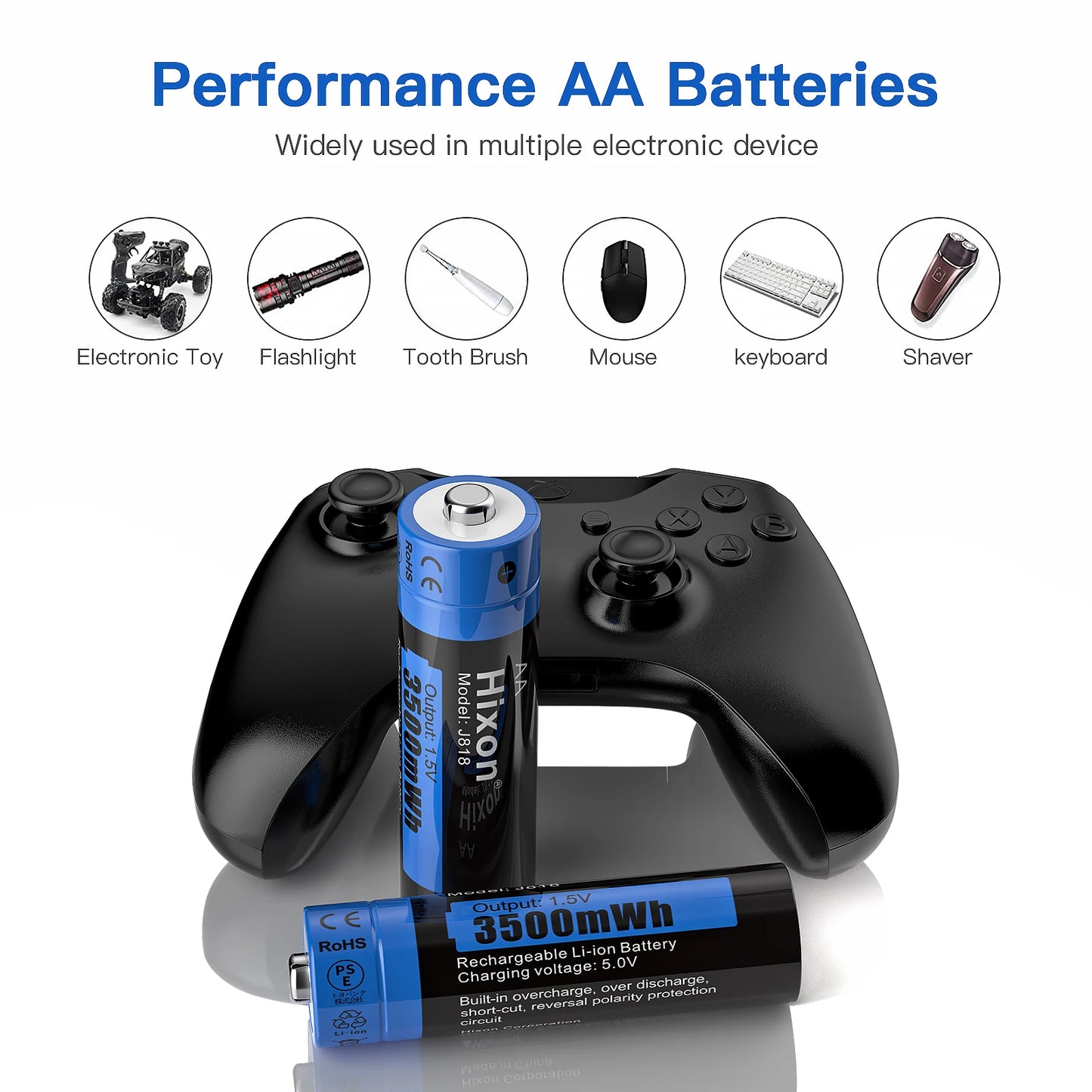 Hixon aa 1.5V Li-ion batterie Rechargeable 3500mWh 1.5V Lithium AA piles rechargeables 1.5v AA batterie pour jouet télécommandé