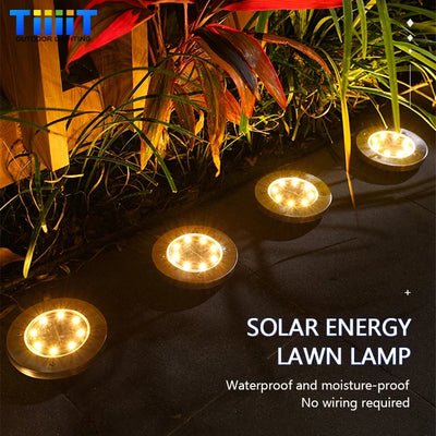 8/20LED disque solaire extérieur lumière IP65 jardin extérieur solaire lampes souterraines pont lumière enterré solaire jardin lumière décorative