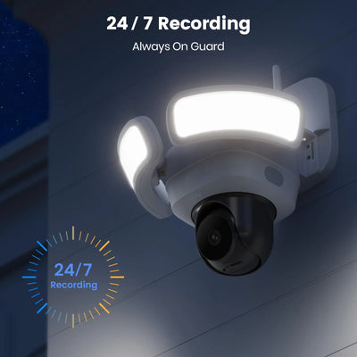 AOSU 5MP UHD WiFi Projecteur Caméra Extérieure 360 °   Vue couleur Vision nocturne Caméra de sécurité sans fil Détection PIR Audio bidirectionnel