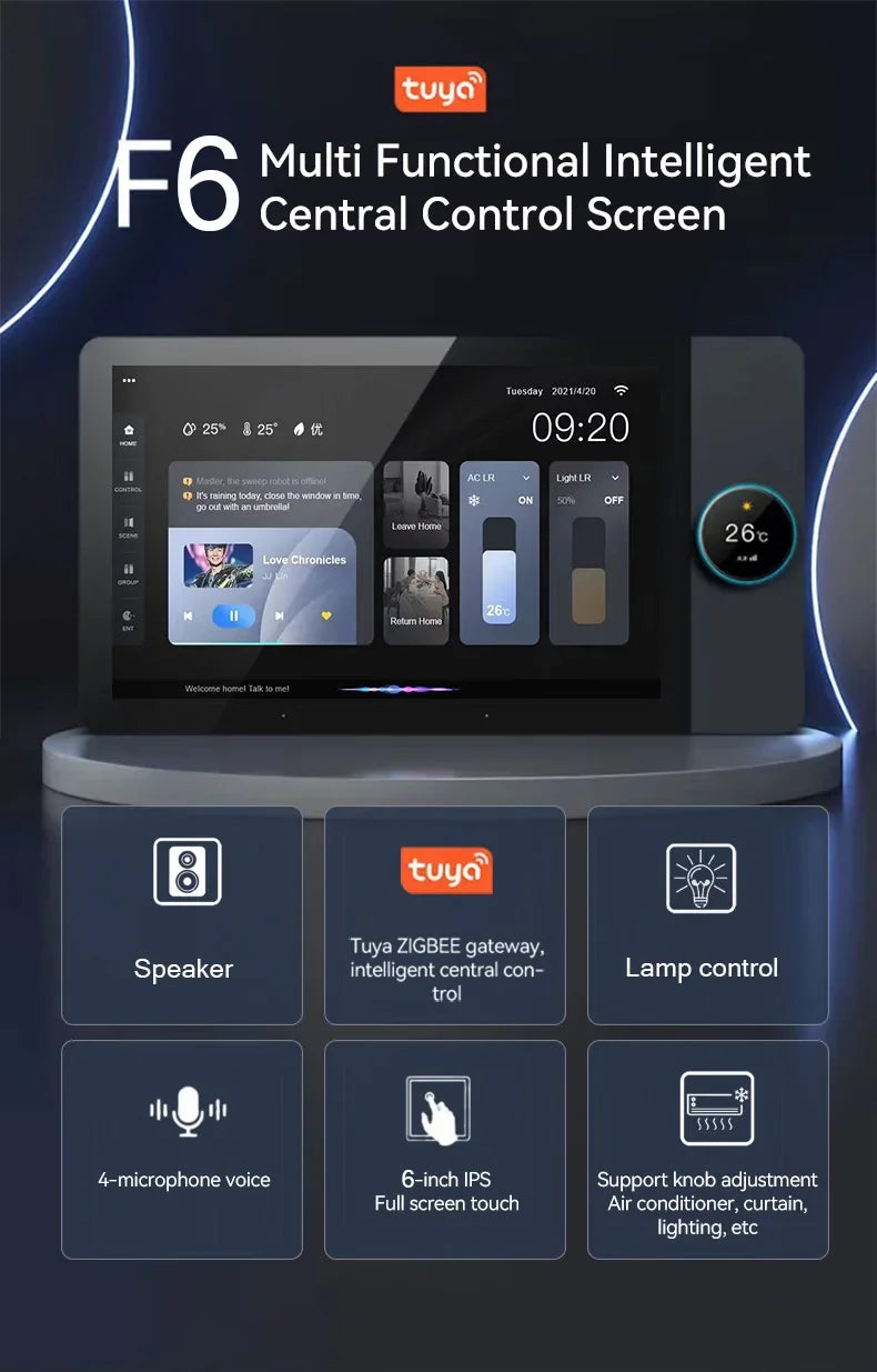 Jianshu-Panneau de contrôle Wifi Zigbee, pour maison intelligente, 6 pouces