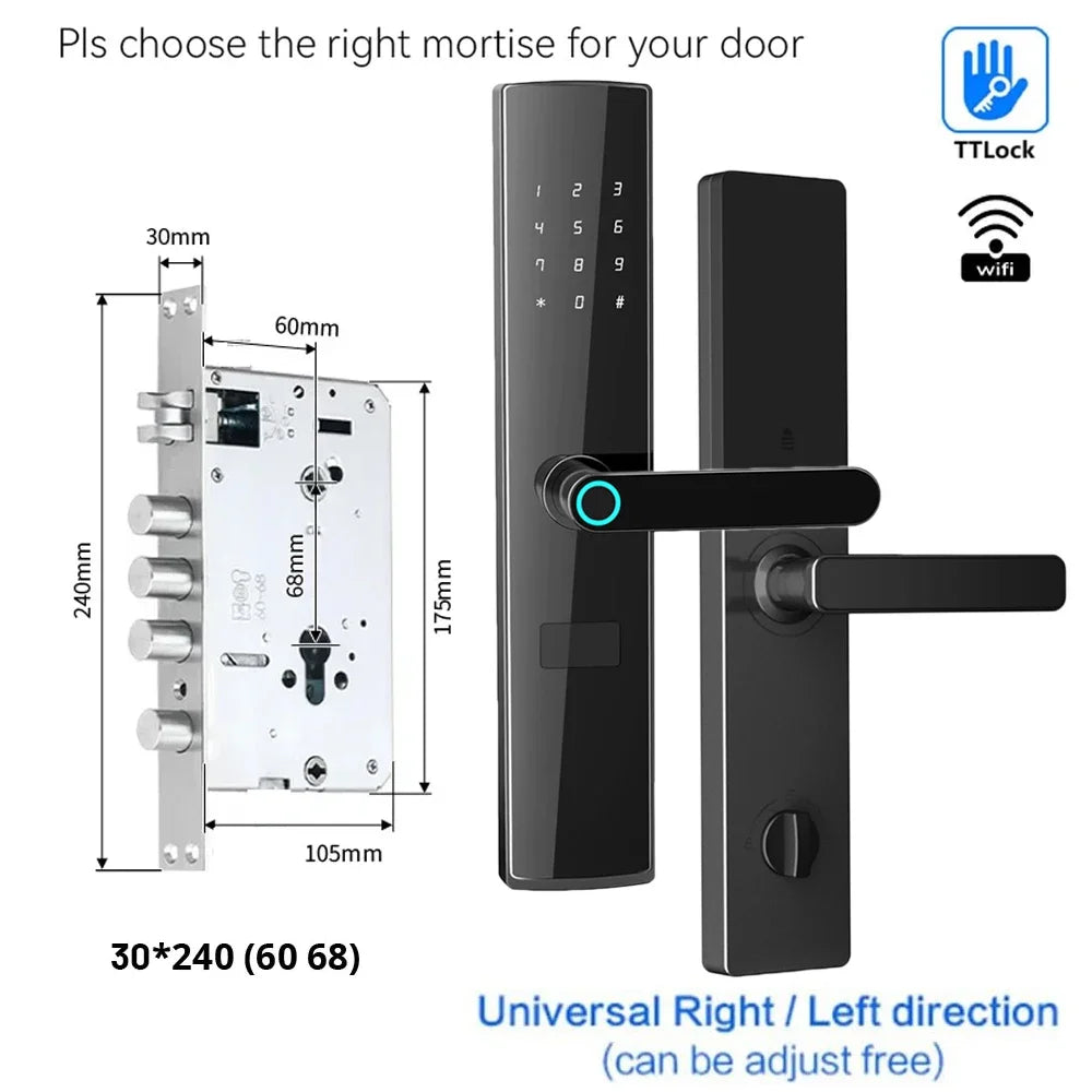 TTlock App se connecte sans passerelle serrure intelligente Wifi télécommande entrée sans clé serrure de porte à empreinte digitale numérique avec clavier