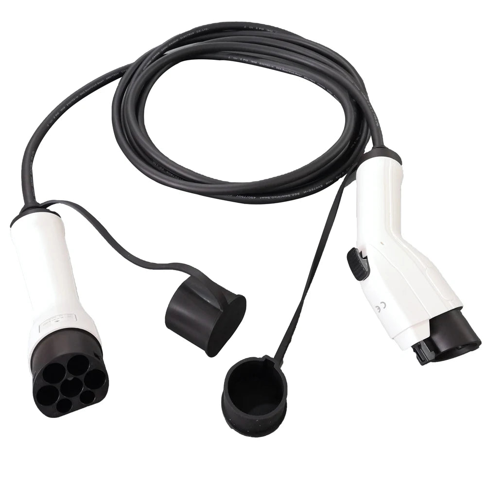 Câble de charge mâle vers femelle pour voiture électrique, station de charge, sac de rangement, type 2 à type 1, 32A, 7KW EV, 5 mètres