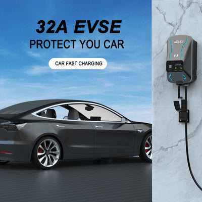 WOUEJ EV Station de charge W3 Type 2 7KW 32A 1 phase chargeur de véhicule électrique Wallbox APP commande vocale carte RFID écran LCD