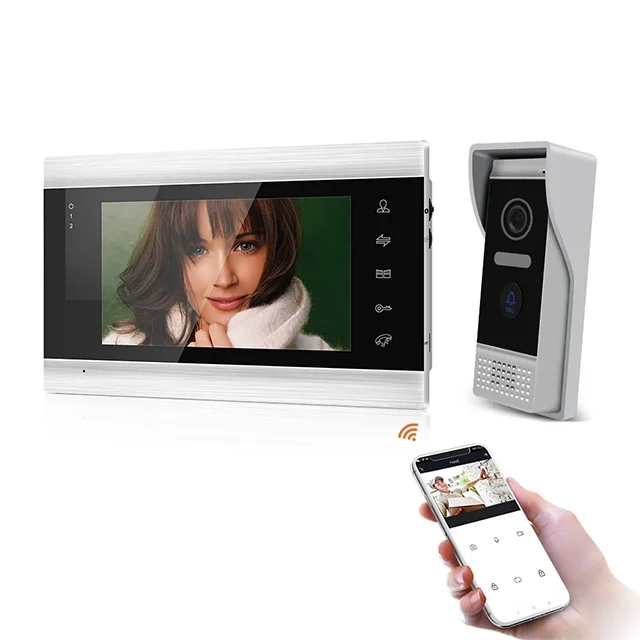 Jeatone Tuya 7 pouces WiFi interphone vidéo sans fil interphone avec caméra oculaire de détection automatique 1080P pour maison appartement extérieur