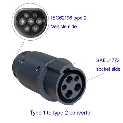 Adaptateur de baril IEC 62196 Type 2 à J1772 Type 1 pour véhicule électrique latéral, connecteur de chargeur 32A EV, Station de charge