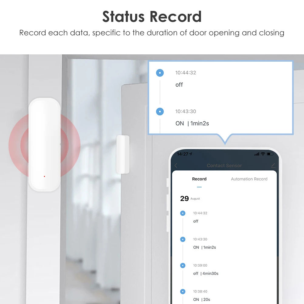 Détecteur intelligent d'ouverture/fermeture de porte WiFi/Zigbee, Notification de capteur de porte de fenêtre Tuya, prise en charge pour Google Home/Alexa pour la maison
