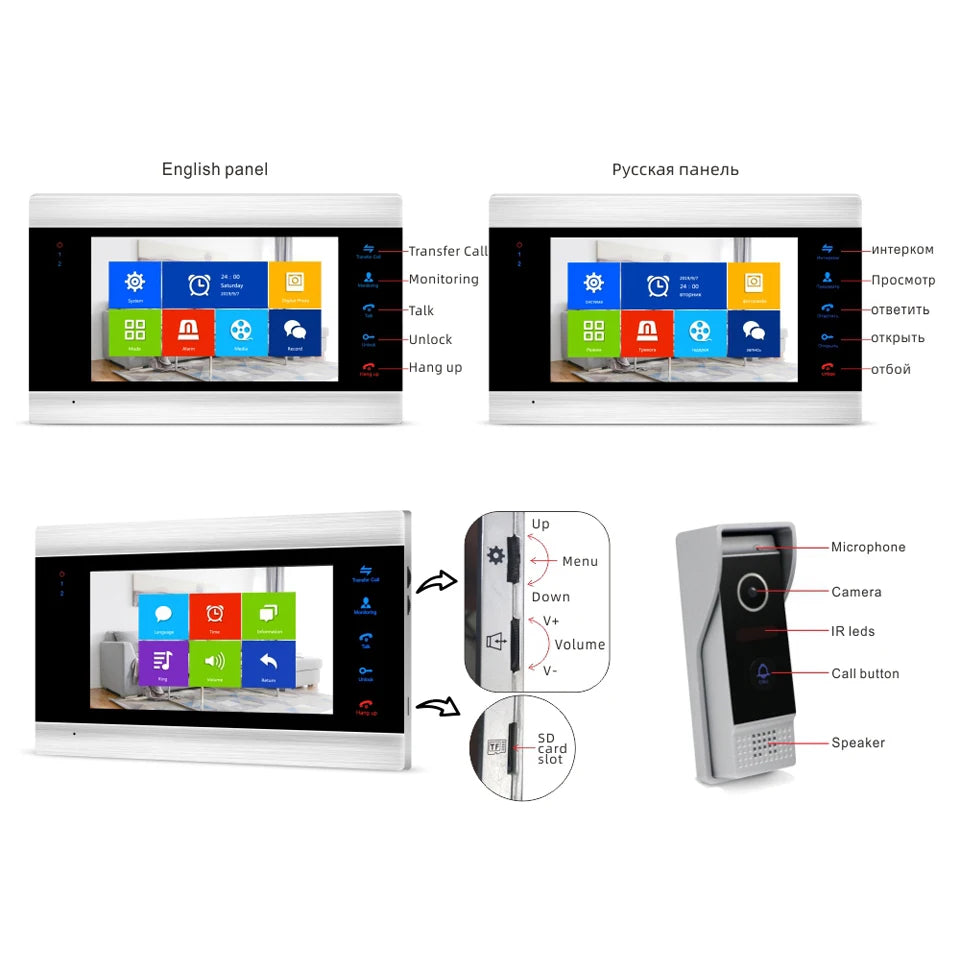 Jeatone Tuya 7 pouces WiFi interphone vidéo sans fil interphone avec caméra oculaire de détection automatique 1080P pour maison appartement extérieur